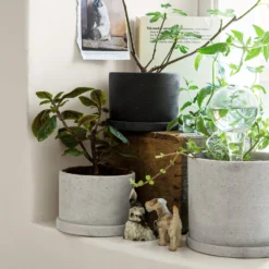 Blumentopf/Teller Polystone Mittel Weiß -Günstig Haushaltsgegenstände 373542 15732 1 scaled