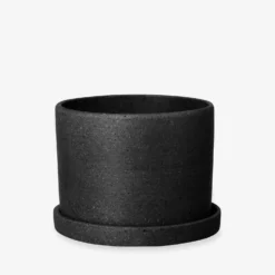 Blumentopf/Teller Polystone Klein Schwarz