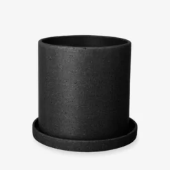 Blumentopf/Teller Polystone Mittel Schwarz