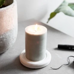 Blockkerze Stearin 10x7cm Hellgrün -Günstig Haushaltsgegenstände 375815 21366 scaled