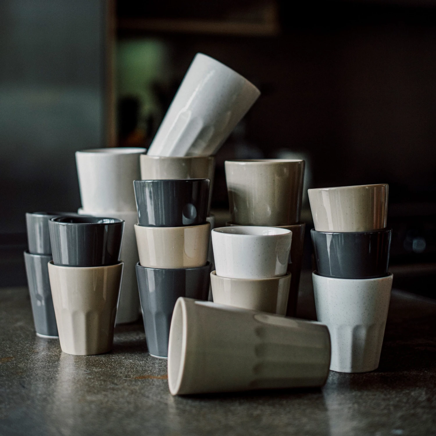 Becher Porzellan Sandbeige 4 Becher Porzellan Sandbeige – Bild 4