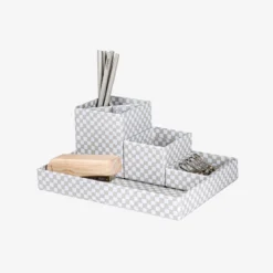 Schreibtischset Stig Lindberg Domino 4er-Pack Hellgrau