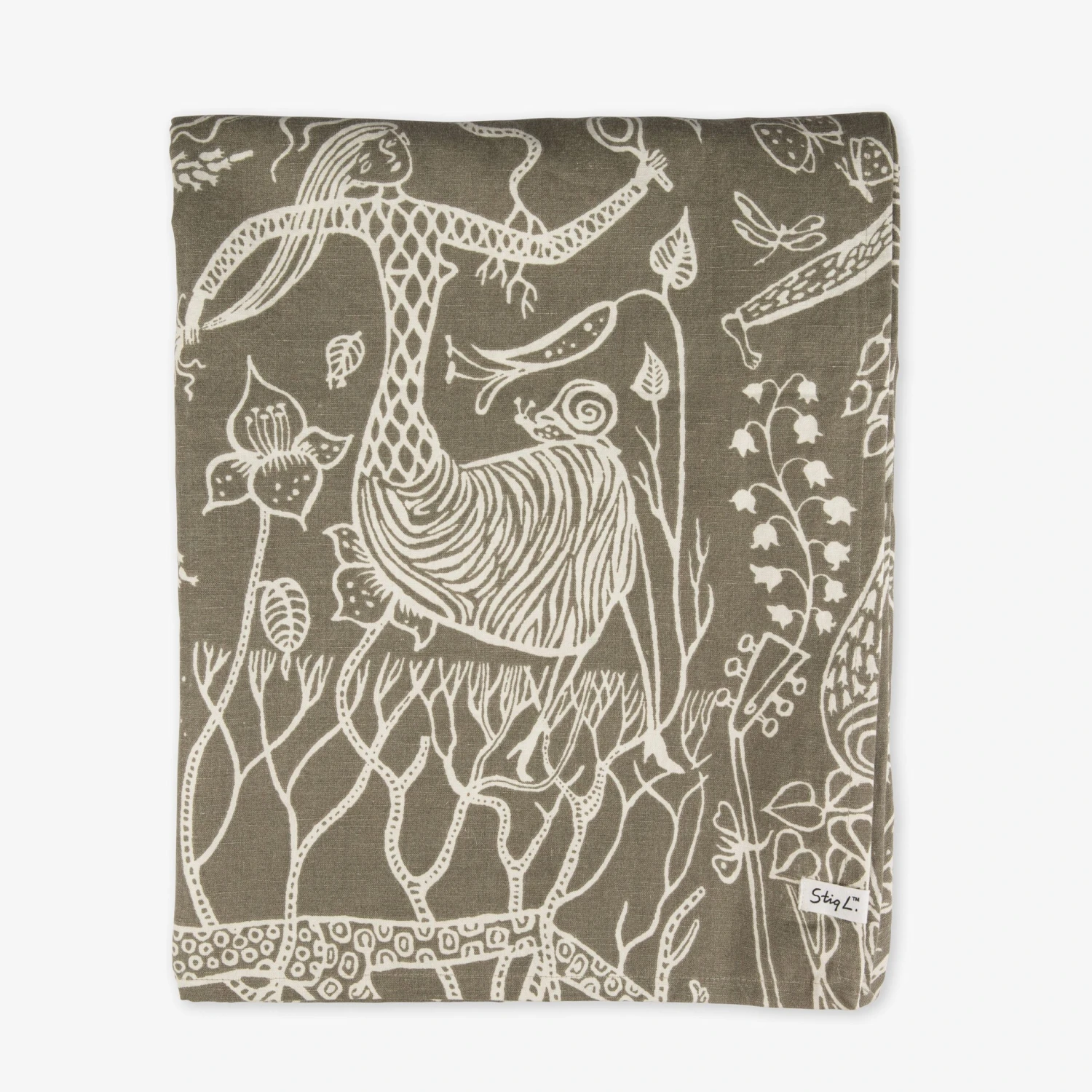 Tischdecke Stig Lindberg 140 X 250 Cm Poème D'Amour Hell Khaki Grün 2 Tischdecke Stig Lindberg 140 X 250 Cm Poème D'Amour Hell Khaki Grün – Bild 2