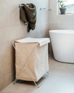Wäschekorb Canvas/Metall Hellbeige -Günstig Haushaltsgegenstände 402550 38430 scaled