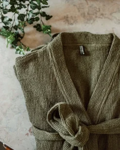 Bademantel Waffelstruktur Grau Khakigrün Einheitsgröße -Günstig Haushaltsgegenstände 402569 38428 scaled