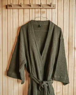 Bademantel Waffelstruktur Grau Khakigrün Einheitsgröße -Günstig Haushaltsgegenstände 402569 38429 scaled