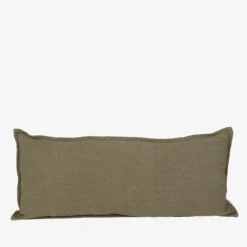 Kissen Struktur Leinen-Mix 30x70 Dunkles Khaki-Grün