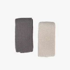 Geschirrtuch Gestrickt 2 Stück Grau/Hellbeige