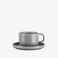 Tasse Mit Untertasse Bruno Steingut Grau